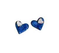 A two-sided blue heart earring, 2022, small and unique, with a sense of design and temperament for women.