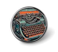 A Typewriter Round Badge Personalized Metal Lapel Pin Badges Fit Clothing Bags Hat Humorous Printed Brooch Badge Party Decorations Accessories for Men Women