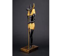 A unique ancient Egyptian statue of Anubis Jackal God of afterlife and mummification unique large gold and black hand painted. made in Egypt.
