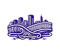 a Unique and Artistic and of a City Skyline with a Decorative Wave Motif Fine Carving Decals 34x58.5cm Multi Color Selection DarkBlue