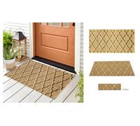 A.unique Home 15mm Natural Coir Doormat With Printed Pattern 40Cm X 80Cm - Non-Slip Pvc Backed - Embossed Trellis Mat