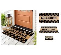 A.unique Home 15mm Natural Coir Doormat With Printed Pattern 40Cm X 80Cm - Non-Slip Pvc Backed - Paw Welcome Mat