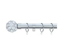 A.Unique Home Beaded Gem Metal Extendable Curtain Pole with Rings and Fittings, In a Variety of Colours and Sizes (25/28mm) (Nickel, 70cm - 120cm, 28" to 47" Approx)