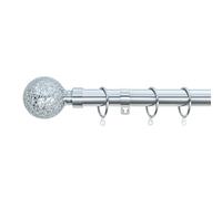 A.Unique Home Crackle Ball Metal Extendable Curtain Pole with Rings and Fittings, In a Variety of Colours and Sizes (25/28mm) (Nickel, 180cm - 340cm, 71" to 134" Approx)