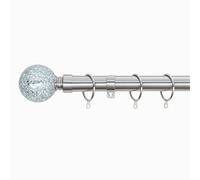 A.Unique Home Crackle Ball Metal Extendable Curtain Pole with Rings and Fittings, In a Variety of Colours and Sizes (25/28mm) (Brushed Steel, 70cm - 120cm, 28" to 47" Approx)