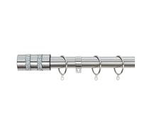 A.Unique Home Diamante Barrel Metal Extendable Curtain Pole With Rings and Fittings, In a Variety of Colours and Sizes (25/28mm). (Brushed Steel, 180cm - 340cm, 71" to 134" Approx)