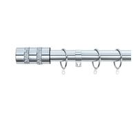 A.Unique Home Diamante Barrel Metal Extendable Curtain Pole With Rings and Fittings, In a Variety of Colours and Sizes (25/28mm). (Nickel, 120cm - 220cm, 47" to 87" Approx)