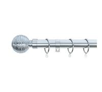 A.unique Home Etched Ball Metal Extendable Curtain Pole With Rings And Fittings (25/28mm) - Nickel, 70Cm - 120Cm Approx