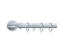 A.Unique Home Etched Ball Metal Extendable Curtain Pole with Rings and Fittings, In a Variety of Colours and Sizes (25/28mm) (Nickel, 120cm - 220cm, 47" to 87" Approx)