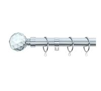 A.Unique Home Gem Crystal Ball Metal Extendable Curtain Pole with Rings and Fittings, In a Variety of Colours and Sizes (25/28mm) (Nickel, 180cm - 340cm, 71" to 134" Approx)