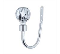 A.Unique Home Geo Ball Metal Extendable Curtain Pole With Rings and Fittings, In a Variety of Colours and Sizes (25/28mm) (Nickel, Holdbacks)