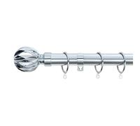 A.Unique Home Geo Ball Metal Extendable Curtain Pole With Rings and Fittings, In a Variety of Colours and Sizes (25/28mm) (Nickel, 70cm - 120cm, 28" to 47" Approx)