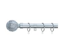 A.unique Home Knotted Ball Metal Extendable Curtain Pole With Rings And Fittings (25/28mm) - Nickel, 180Cm - 340Cm Approx