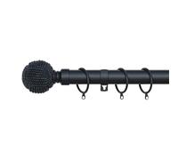 A.Unique Home Knotted Ball Metal Extendable Curtain Pole With Rings and Fittings, In a Variety of Colours and Sizes (25/28mm). (Matte Black, 70cm - 120cm, 28" to 47" Approx)