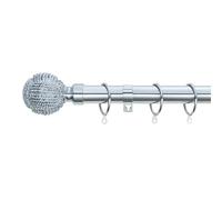 A.Unique Home Knotted Ball Metal Extendable Curtain Pole With Rings and Fittings, In a Variety of Colours and Sizes (25/28mm). (Nickel, 120cm - 220cm, 47" to 87" Approx)
