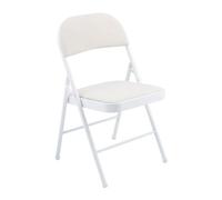 A.unique Home Metal Frame Foldable Chair Velvet Padded Chair For Kitchen Garden Office (White, 6 X Chairs)