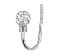 A.Unique Home Pair of Beaded Gem Metal Holdbacks with Fittings, In a Variety of Colours. (Brushed Steel, Holdbacks)