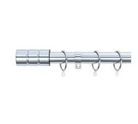 A.Unique Home Plain Barrel Metal Extendable Curtain Pole with Rings and Fittings, In a Variety of Colours and Sizes (25/28mm) (Nickel, 120cm - 220cm, 47" to 87" Approx)