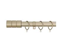 A.Unique Home Plain Barrel Metal Extendable Curtain Pole with Rings and Fittings, In a Variety of Colours and Sizes (25/28mm) (Matte Gold, 120cm - 220cm, 47" to 87" Approx)