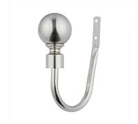 A.Unique Home Plain Round Ball Metal Extendable Curtain Pole with Rings and Fittings, In a Variety of Colours and Sizes (Brushed Steel, Holdbacks)