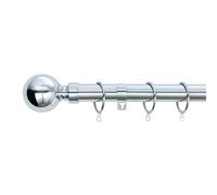 A.Unique Home Plain Round Ball Metal Extendable Curtain Pole with Rings and Fittings, In a Variety of Colours and Sizes (25/28mm) (Nickel, 70cm - 120cm, 28" to 47" Approx)