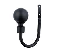 A.Unique Home Plain Round Ball Metal Extendable Curtain Pole with Rings and Fittings, In a Variety of Colours and Sizes (25/28mm) (Matte Black, Holdbacks)