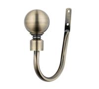 A.Unique Home Plain Round Ball Metal Extendable Curtain Pole with Rings and Fittings, In a Variety of Colours and Sizes (Antique Brass, Holdbacks)