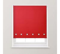 A.Unique Home Premium Quality Trimmable Square Eyelet Window Roller Blind in a Variety of Colours and Sizes Ideal for any Room. 5FT - Red - 150cm (W) x 170cm (L) | 59" (W) x 66.9" (L)