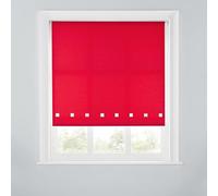 A.Unique Home Premium Trimmable Square Eyelet Roller Window Blind - Light Filtering Fabric, Easy Fit, Child Safe Chain for Bedroom, Kitchen, Living Room. 5FT - RED - 150cm x 170cm (59" x 66.9")