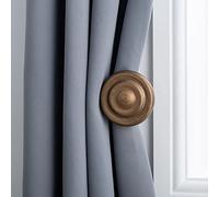 A.Unique Home Ribbed Wooden Curtain Pole with Rings and Fittings, In a Variety of Colours and Sizes (35mm) (Holdbacks, Antique Gold)