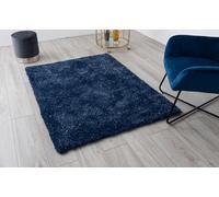 A.Unique Home Rome Sparkle Shaggy Living Room Bedroom Rug 110cm x 150cm | Ultra-Soft 1050gsm | 2.5cm Low Pile Shaggy Rug (Navy)