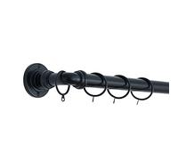 A.Unique Home Room Darkening Metal Extendable Curtain Pole with Rings and Fittings, In a Variety of Colours and Sizes (Black, 70cm - 120cm, 28" to 47" Approx)
