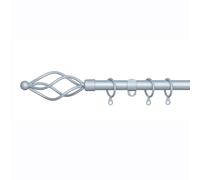 A.Unique Home Small Twisted Metal Extendable Curtain Pole With Rings and Fittings (13/16mm). (Silver (122cm - 213cm, 48" to 84" Approx))