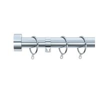 A.unique Home Stud End Metal Extendable Curtain Pole With Rings And Fittings (25/28mm) - Nickel, 120Cm - 220Cm Approx
