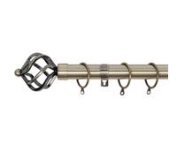 A.unique Home Twisted Metal Extendable Curtain Pole With Rings And Fittings (25/28mm) - Antique Brass , 70Cm - 120Cm Approx