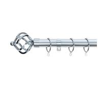 A.unique Home Twisted Metal Extendable Curtain Pole With Rings And Fittings (25/28mm) - Nickel, 70Cm - 120Cm Approx