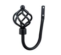 A.Unique Home Twisted Metal Extendable Curtain Pole with Rings and Fittings, In a Variety of Colours and Sizes (25/28mm)(Matte Black, Holdbacks)