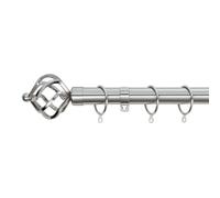 A.Unique Home Twisted Metal Extendable Curtain Pole with Rings and Fittings, In a Variety of Colours and Sizes (25/28mm)(Brushed Steel , 120cm - 220cm, 47" to 87" Approx )