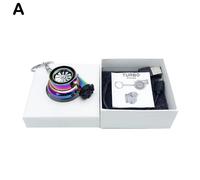 (A) Usb Rechargeable Turbine Lighter Turbo Cigarette Lighter Mini Turbo Turbocharger Keychain Car Keyring Creative Car Accessories