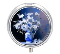 A Vase Pill Box Cute Round Pill Case Portable Medicine Tablet Vitamin Holder Organizer for Purse Pocket