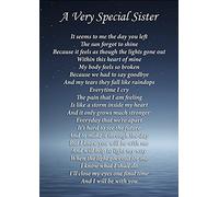 A Very Special Sister Memorial Graveside Funeral Poem Keepsake Card Includes Free Ground Stake F292
