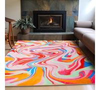 A Vibrant Abstract Swirling Pattern Rug, A Modern and Colorful Wave-shaped Rug, Non-slip, Soft, and Washable, Suitable for Living Rooms and Bedrooms, A Stylish Home Décor (COLOR-1,100x150 cm)