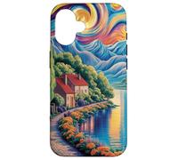 A vibrant and colorful landscape painting. At the forefront, Case for iPhone 16
