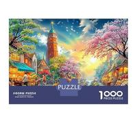 A Vibrant European Town at Sunset 1000-Piece Jigsaw Puzzle European Town Challenging Game for Men, Women & Elders 38x26cm/1000pcs
