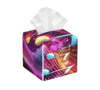 A Vibrant Note Tissue Box Cover Pu Leather Square Tissue Box Cover Case, Paper Organizer Dispenser For Kitchen Bathroom Bedroom Vanity Countertop Night Stands