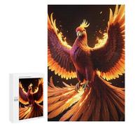 A Vibrant Phoenix Bursts Into Flames, Its Radiant Feathers Casting A Mesmerizing Glow. Enh Wooden Brain Teaser for Adults, 1000 PCS - Seasonal Gift, for Mindful Indoor Entertainment