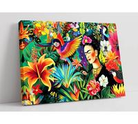 A vibrant tropical fiesta through Frida Kahlos eyes Canvas Wall Art Picture Print - 30 inch wide x 20 inch high (Frame Depth 30mm)
