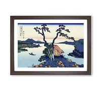 A View of Mount Fuji Across Lake Suwa Framed Wall Art Print Walnut A2