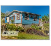 A View Towards Typical Chattel Houses on The Atlantic Coast of Barbados, Fridge Magnet