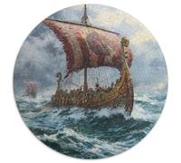 A Viking Ship Sailing through Stormy Seas in Winter Jigsaw Puzzles Challenge Toy Educational Games Home Decoration for Adults& Teenager Age 14 Years Up 1000pcs (67.5x67.5cm)